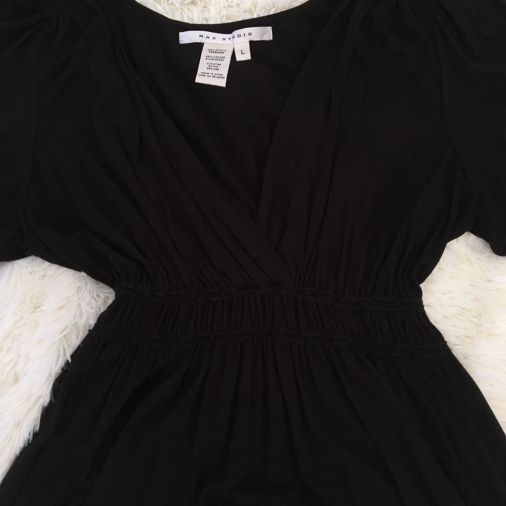 Max Studio Black Dress Elbow Length Sleeves
